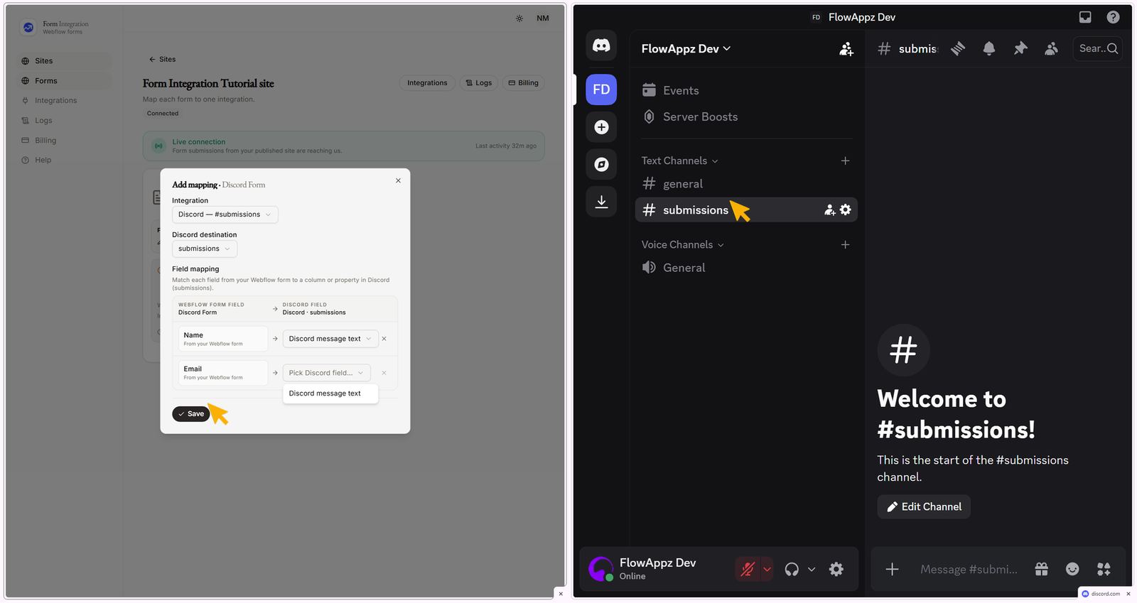 Integration Discord mapping window
